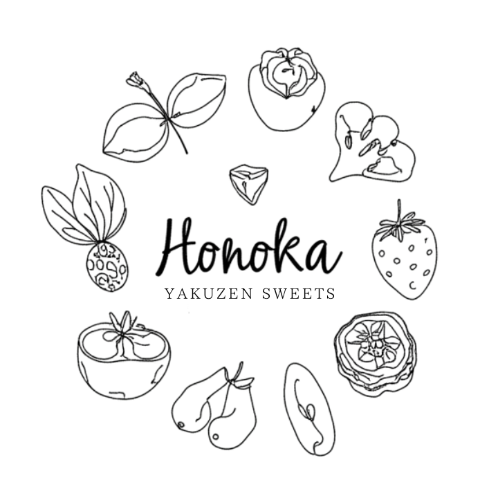 Honoka YAKUZEN SWEETS 植物と果実の線画ロゴ